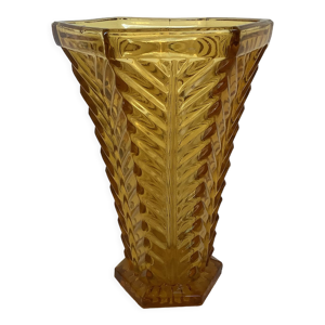 Ancien vase en verre - jaune