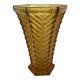 Old yellow molded glass vase chevron pattern