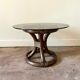 Coffee table in rattan and smoked glass 1970