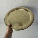 Old moroccan tray in gilded copper