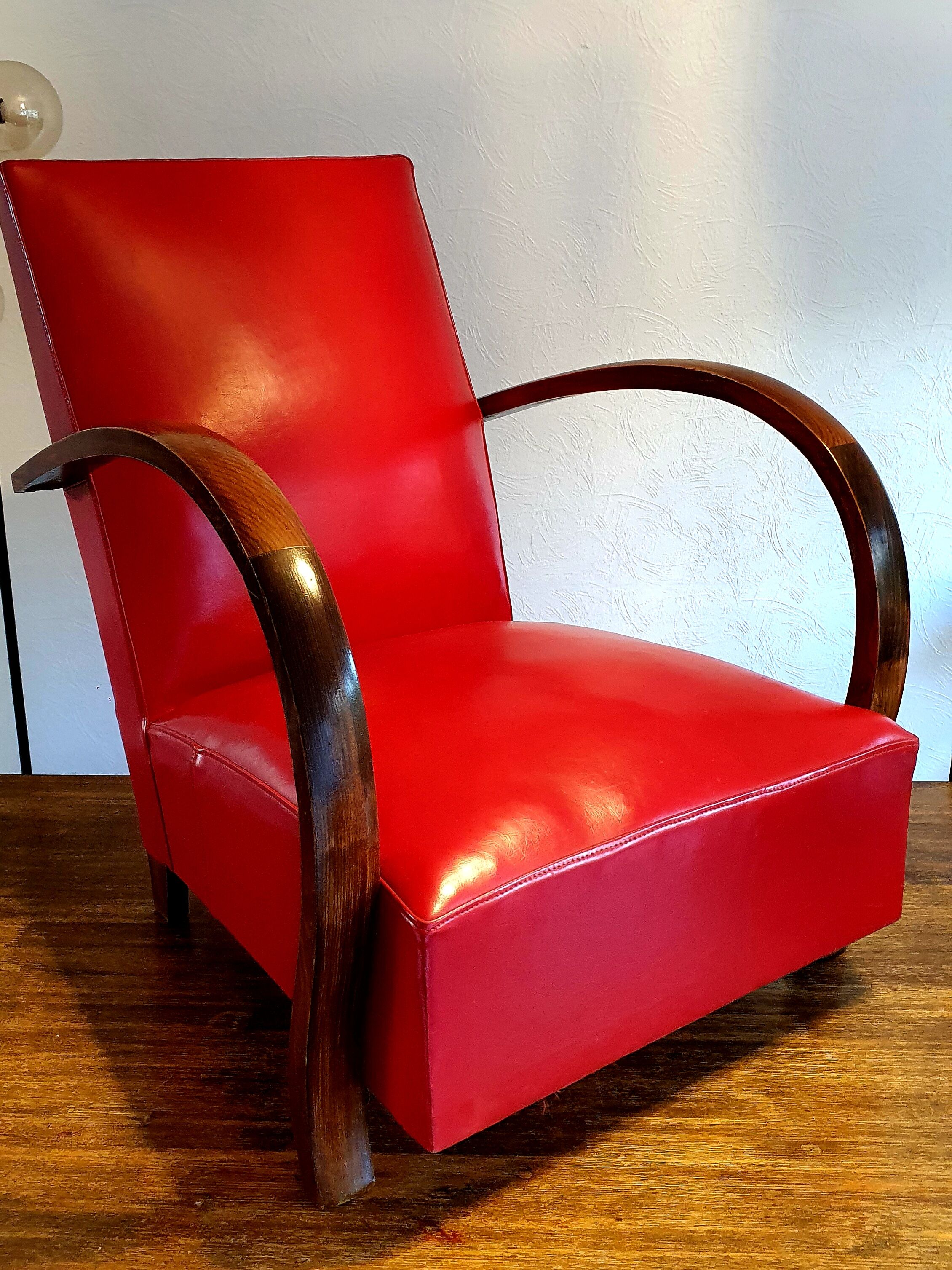 Armchair art deco skaï red