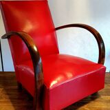 Armchair art deco skaï red