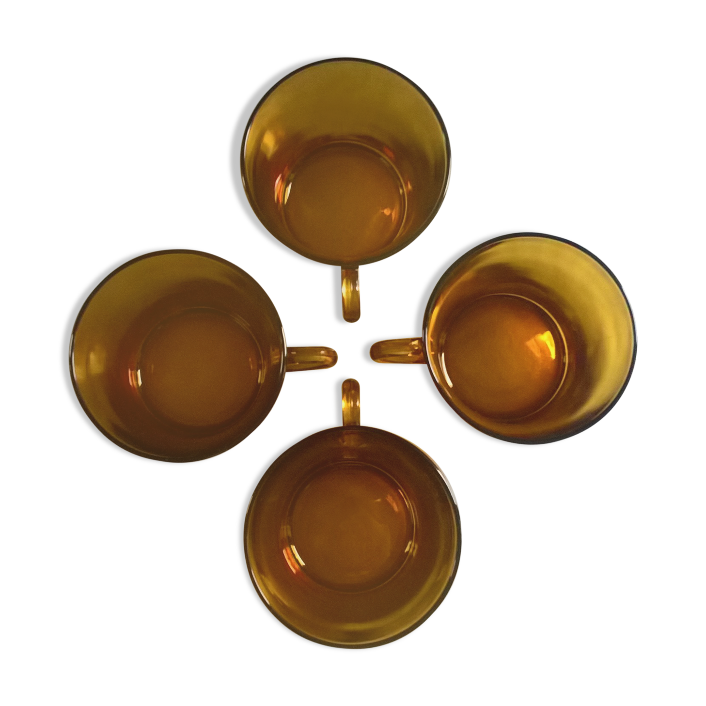 Set of four amber Duralex cups