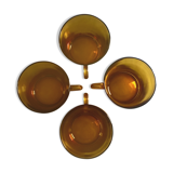 Set of four amber Duralex cups