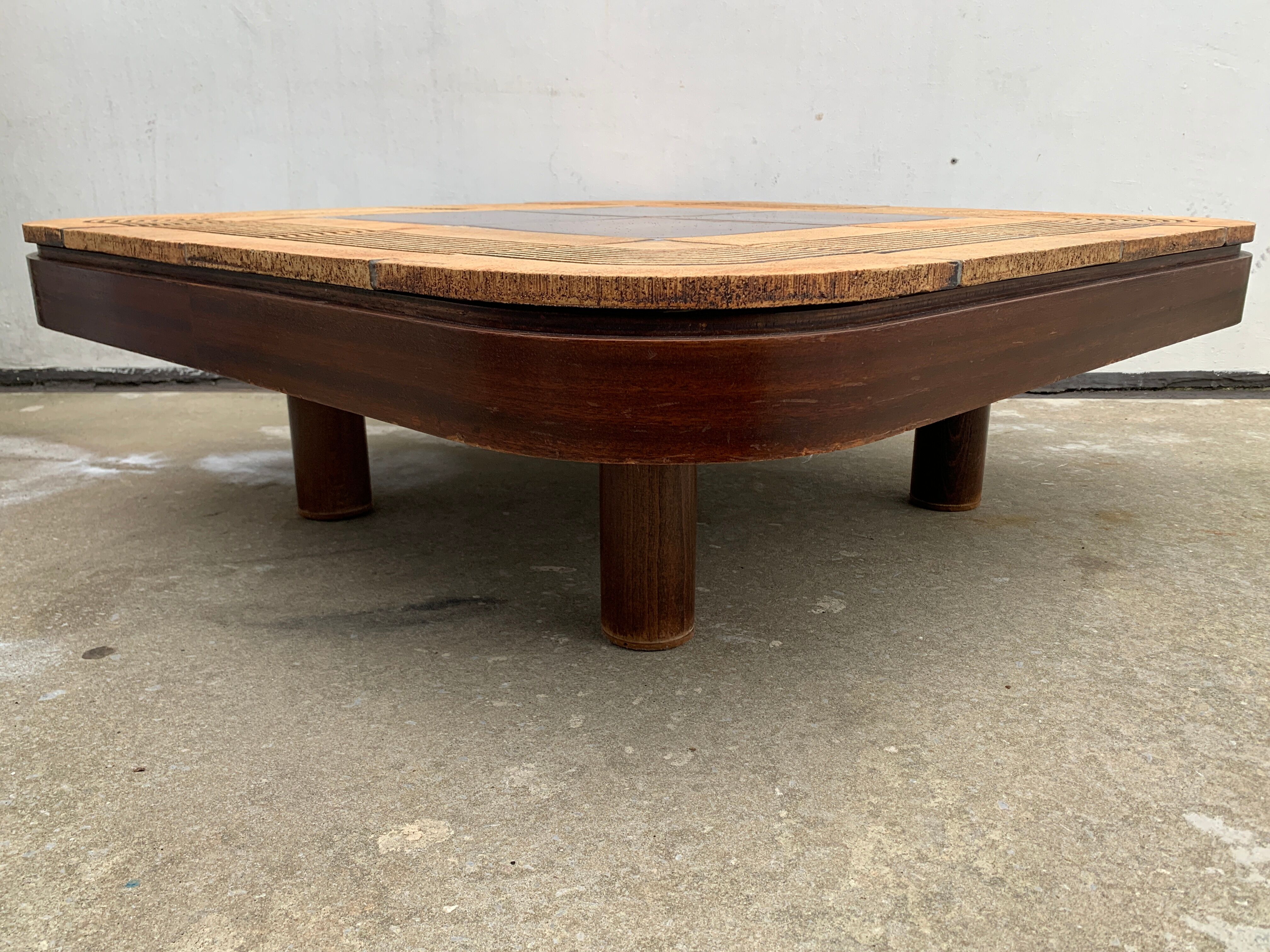 Ceramic coffee table signed Roger Capron and wood, Mambo model of the 1970s