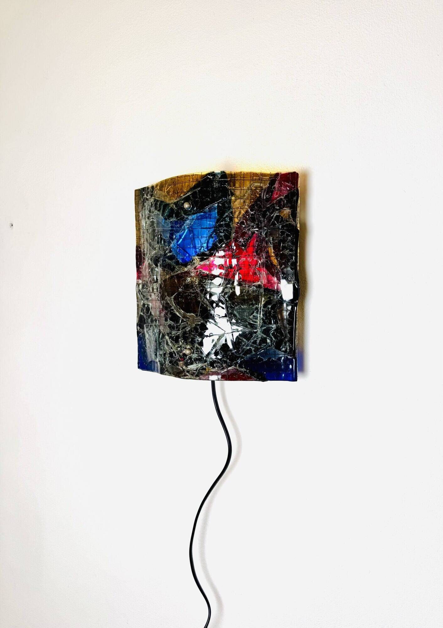 Glass Fused Wall Lamp By Glass Studio Van Tetterode, The Netherlands 1950S