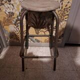 High metal stool and wooden seat Labo style dating from the 1940s industrial style