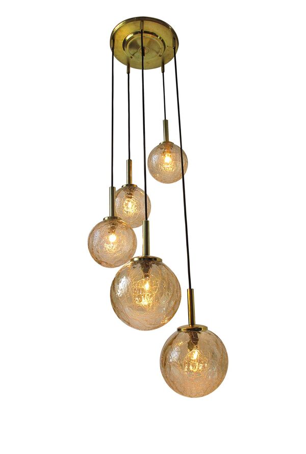 Suspension fisher laiton et verre ambré 1960