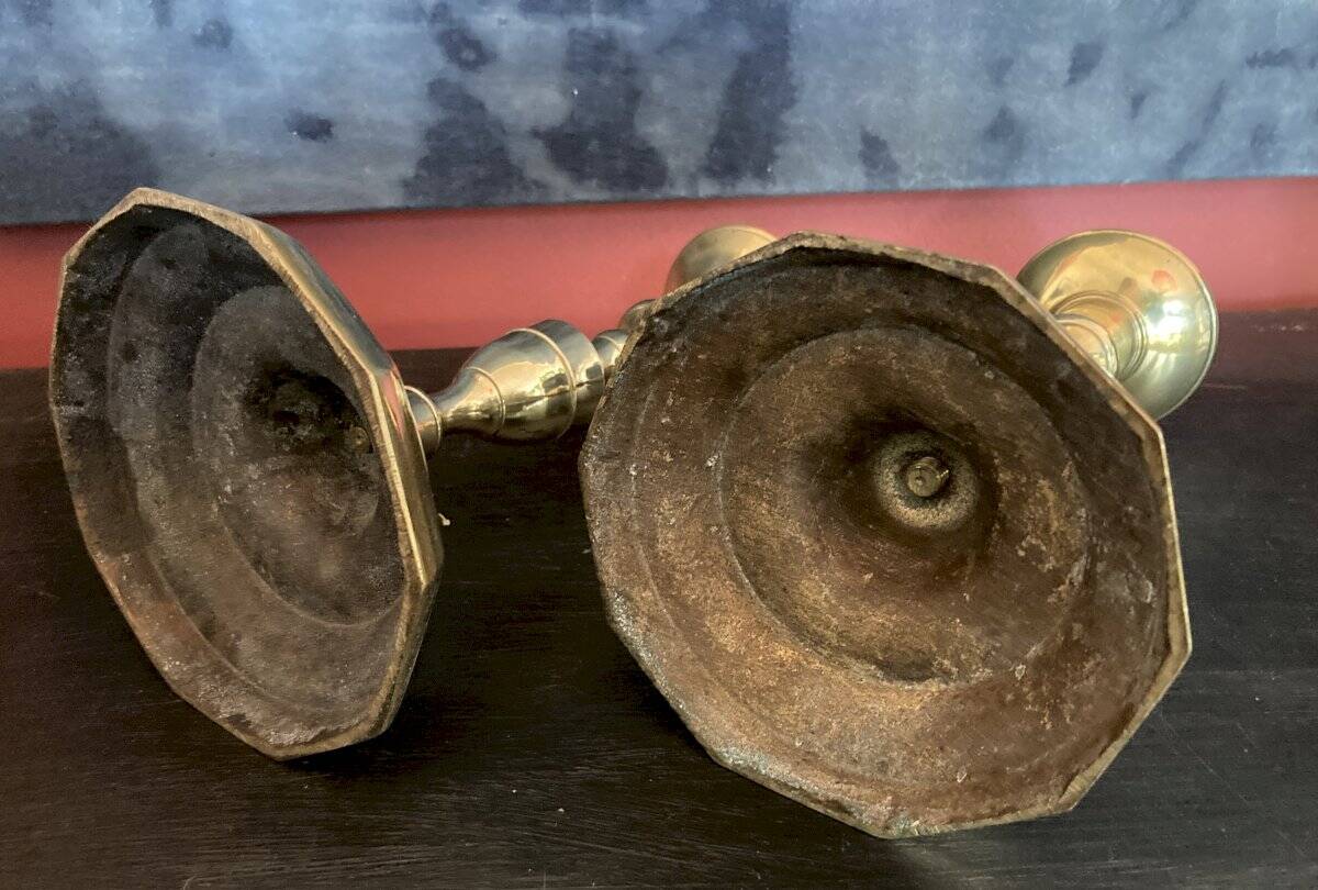 Pair of antique candlesticks - gilded bronze 18th century