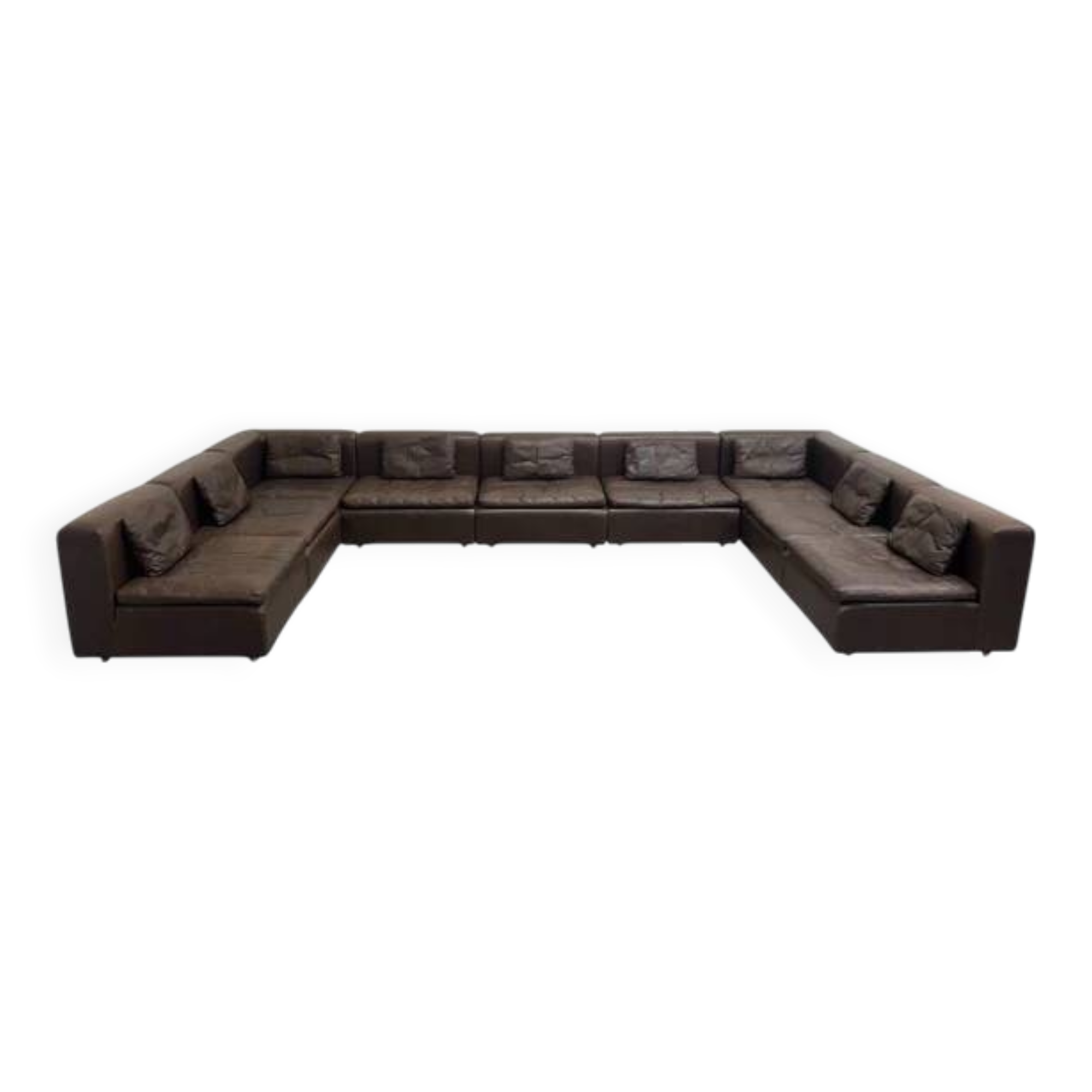 Large leather modular lounge sofa, 1970s