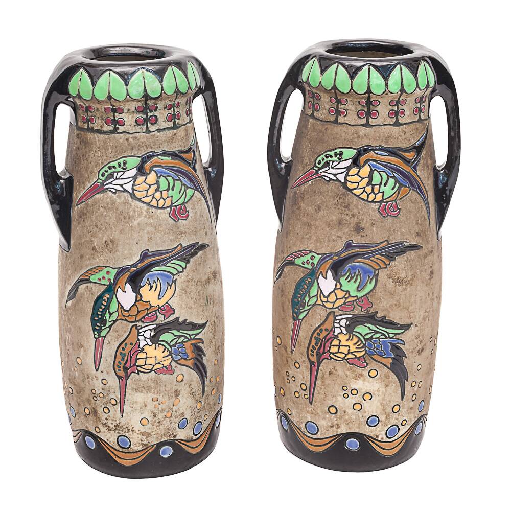 Pair of large Art Nouveau amphorae