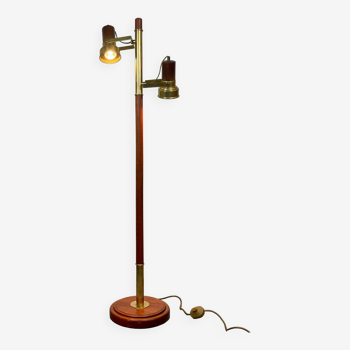 Wood & brass floor lamp from 1970'