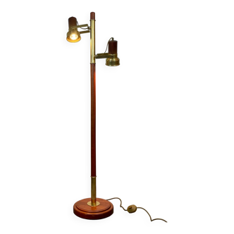 Wood & brass floor lamp from 1970'