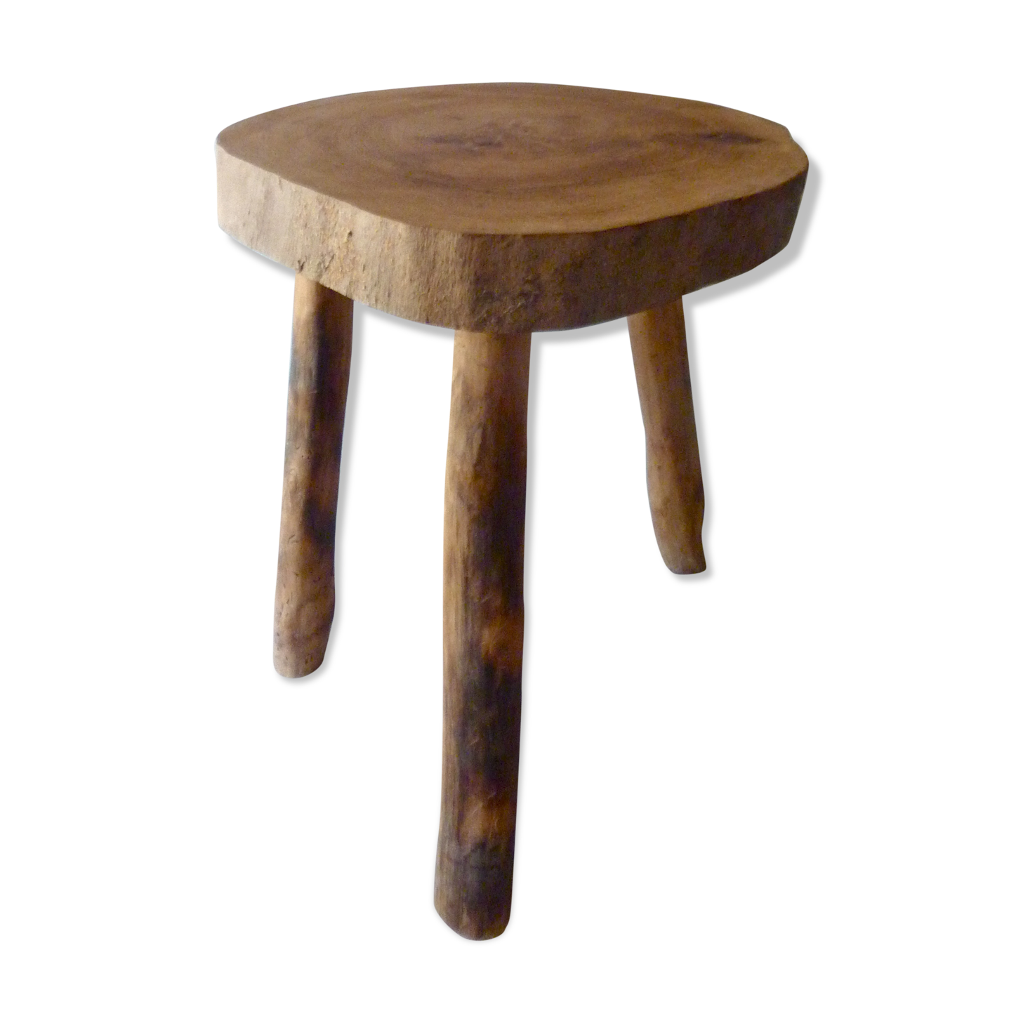 Tabouret de vacher tripode en bois massif
