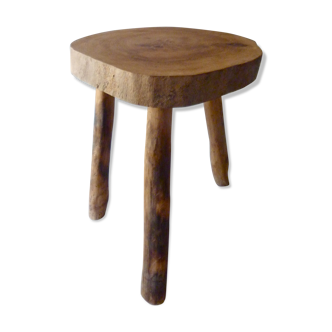 Tabouret de vacher tripode en bois massif