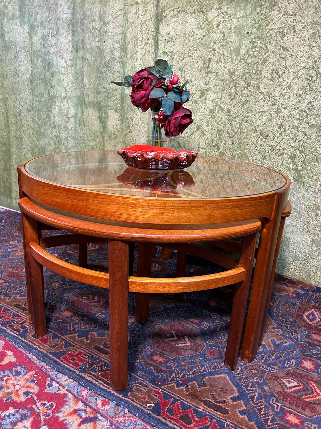 Mid century retro vintage teak round coffee  table by Nathan 1960