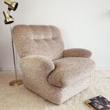 Vintage velvet armchair armrests fins