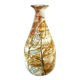 Glazed ceramic drop vase, signed Michel Argans, leaf decoration