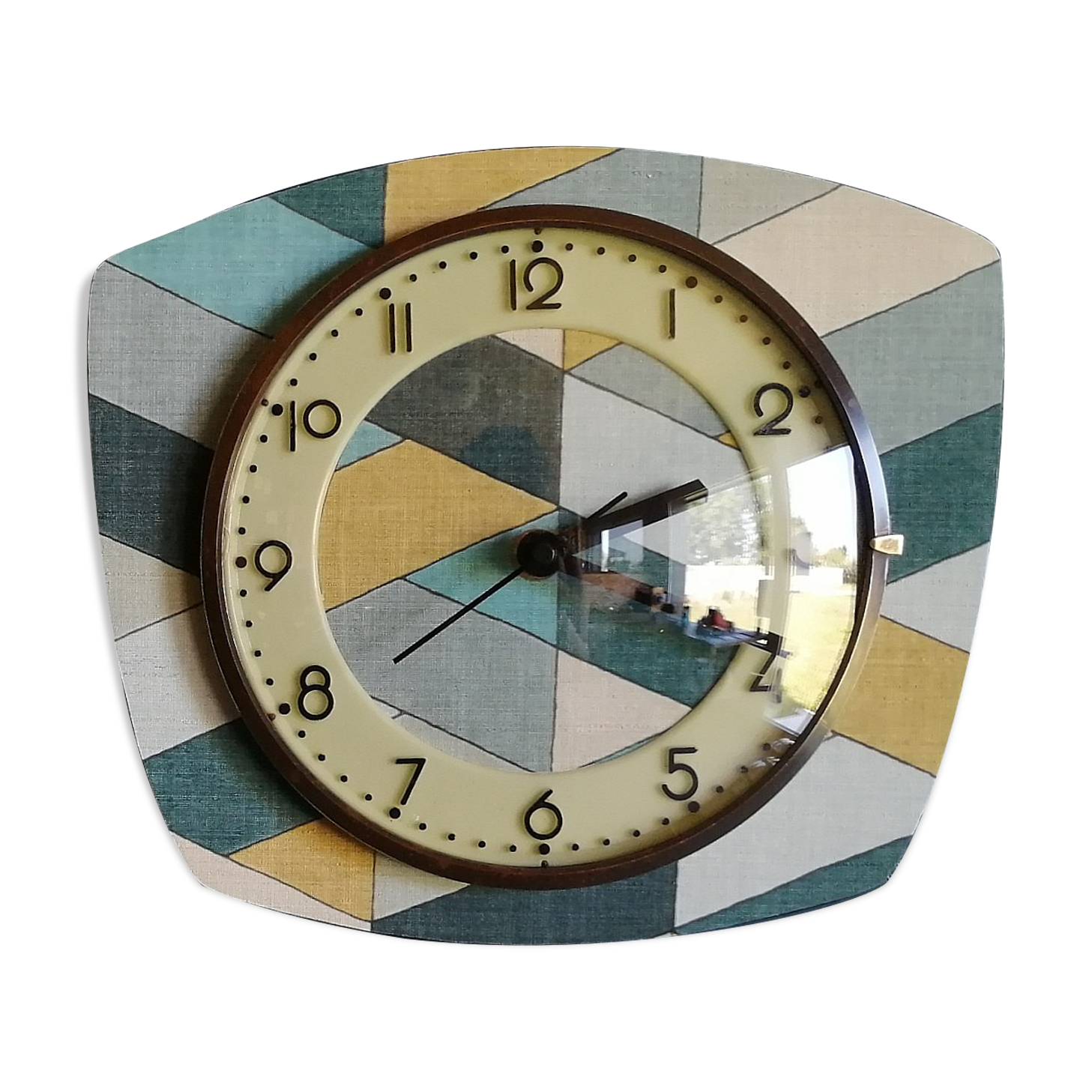 Clock formica vintage asymmetrical silent wall clock "Diamonds"