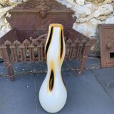 Soliflore vase in beige opaline and brown design and vintage