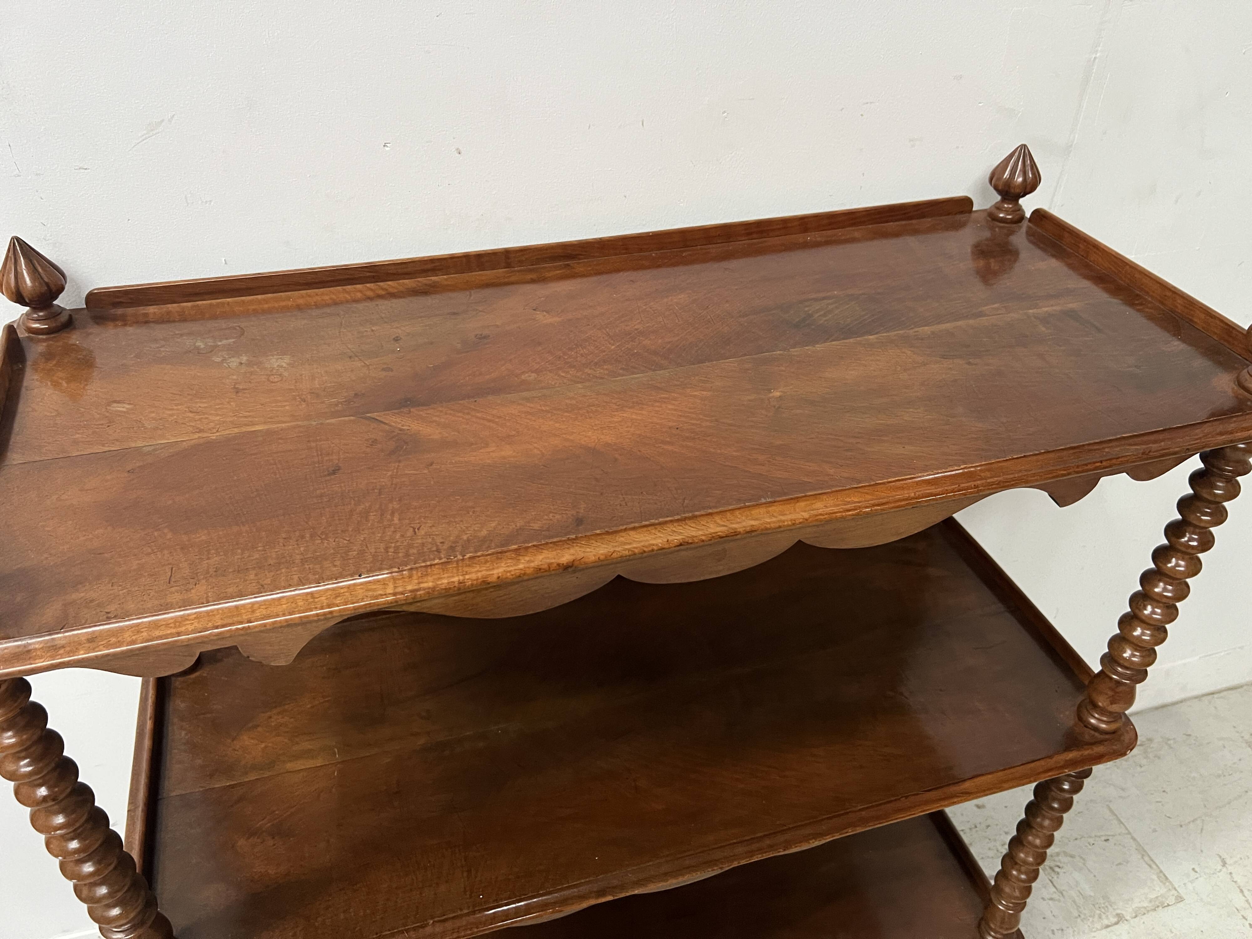 Napoleon III console table with three shelves in mahogany and veneer, 19th century