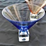 DESIGN GLASSES handcrafted in color :1 set of 2 glasses PINK AND 2 glasses BLUE