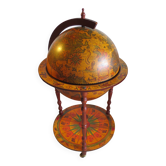 Vintage globe bar cabinet, colonial style, Italy, 1970s
