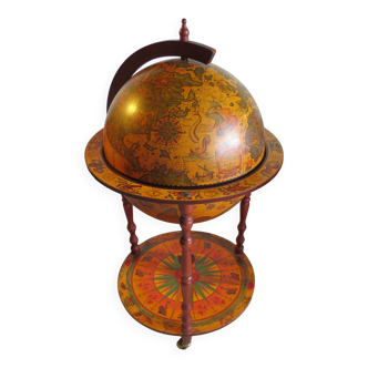 Meuble bar globe vintage style coloniale Italie, années 70