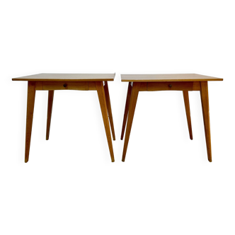 Pair of small oak desks or side tables, circa 1950.