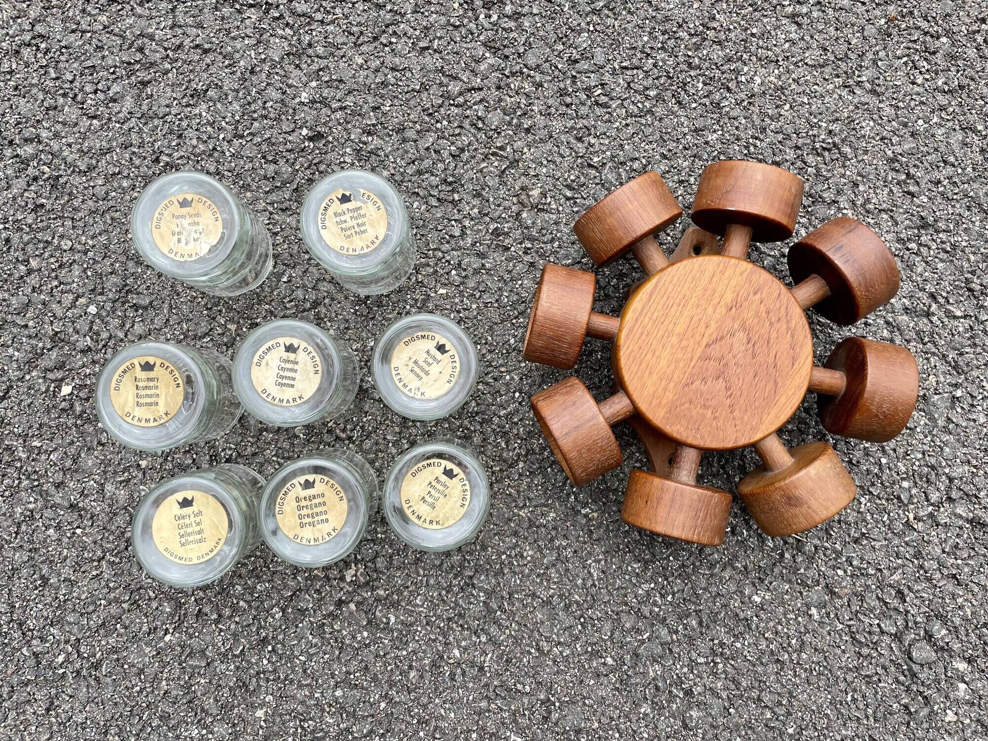 Vintage Danish Spice Wheel in Scandinavian Teak Digsmed Kitchen Danmark Furniture