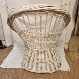 Fauteuil corbeille en rotin de 1980