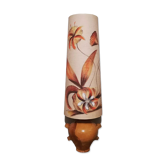 Vintage glazed stoneware lamp with hand-painted lampshade