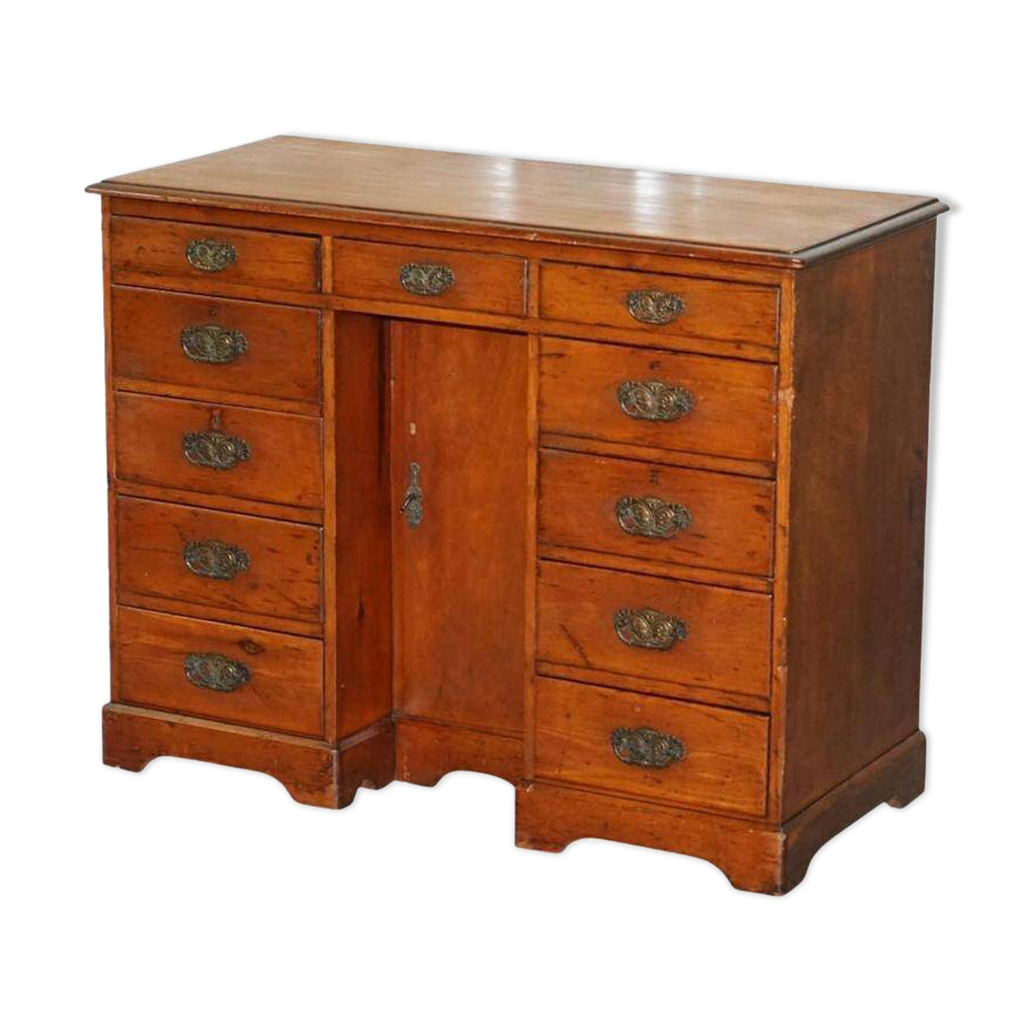 Small Victorian desk in solid walnut with drawers.