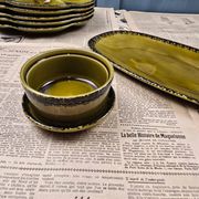 Vintage oyster service Gien – 6 plates, serving dish, ramekin and small bowl