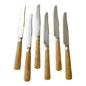 7 Couteaux à fromage ou dessert Monogrammés CR