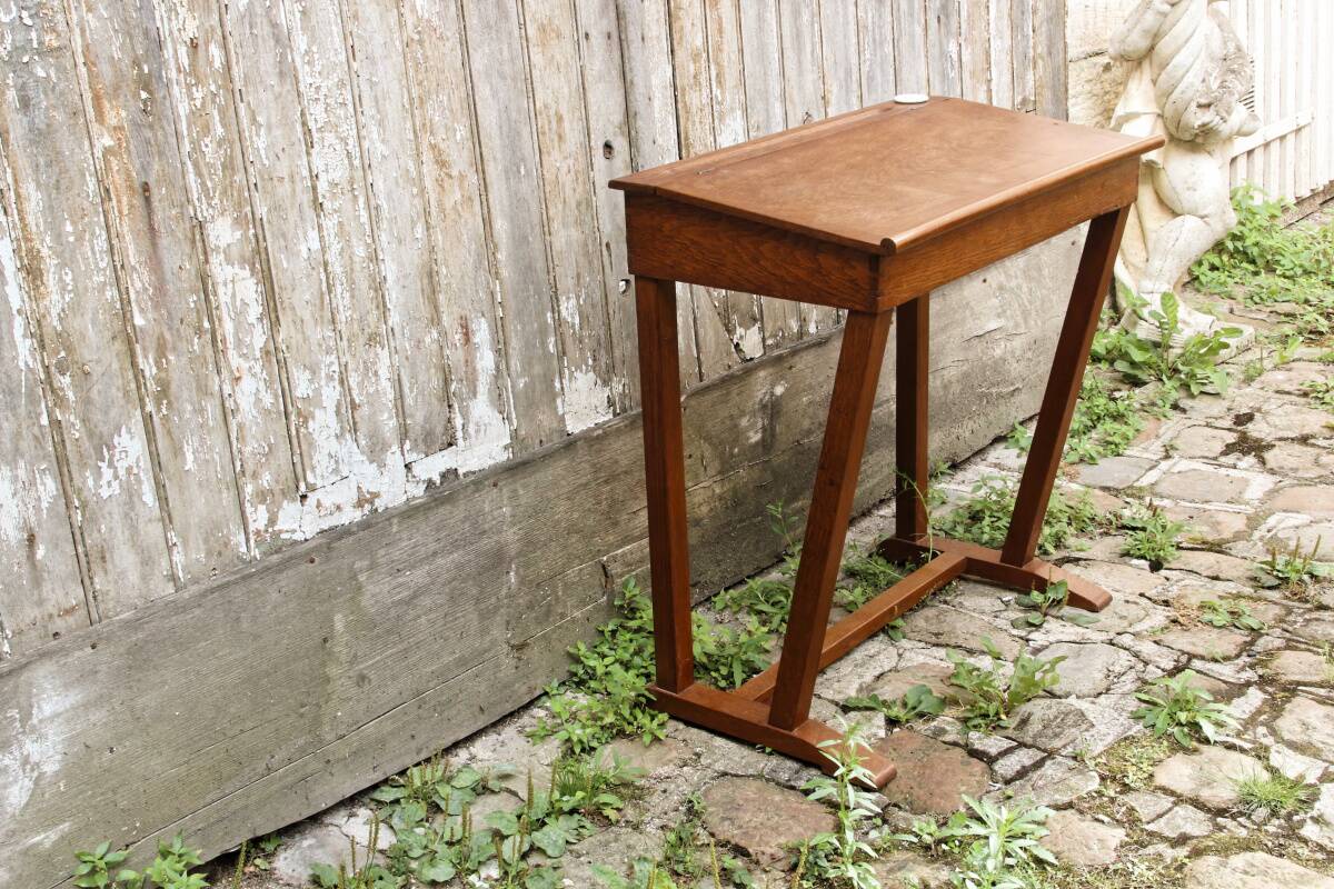 Wooden school desk and chair, 1950s