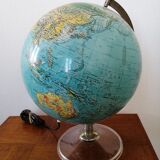 Luminous terrestrial globe scan globe Denmark 1972