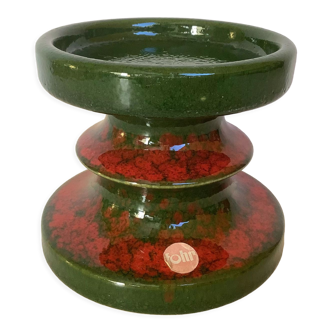 Fohr Germany ceramic candle holder green and red