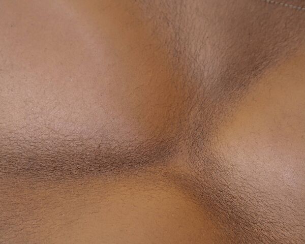 Tabouret tripode pliant en bois et cuir, années 50