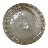 Large glass ashtray with frosted flowers.