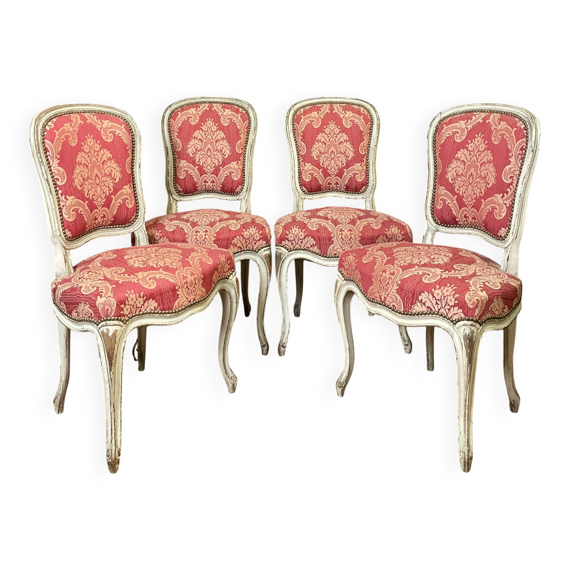 Caises de style Louis XV en bois peint