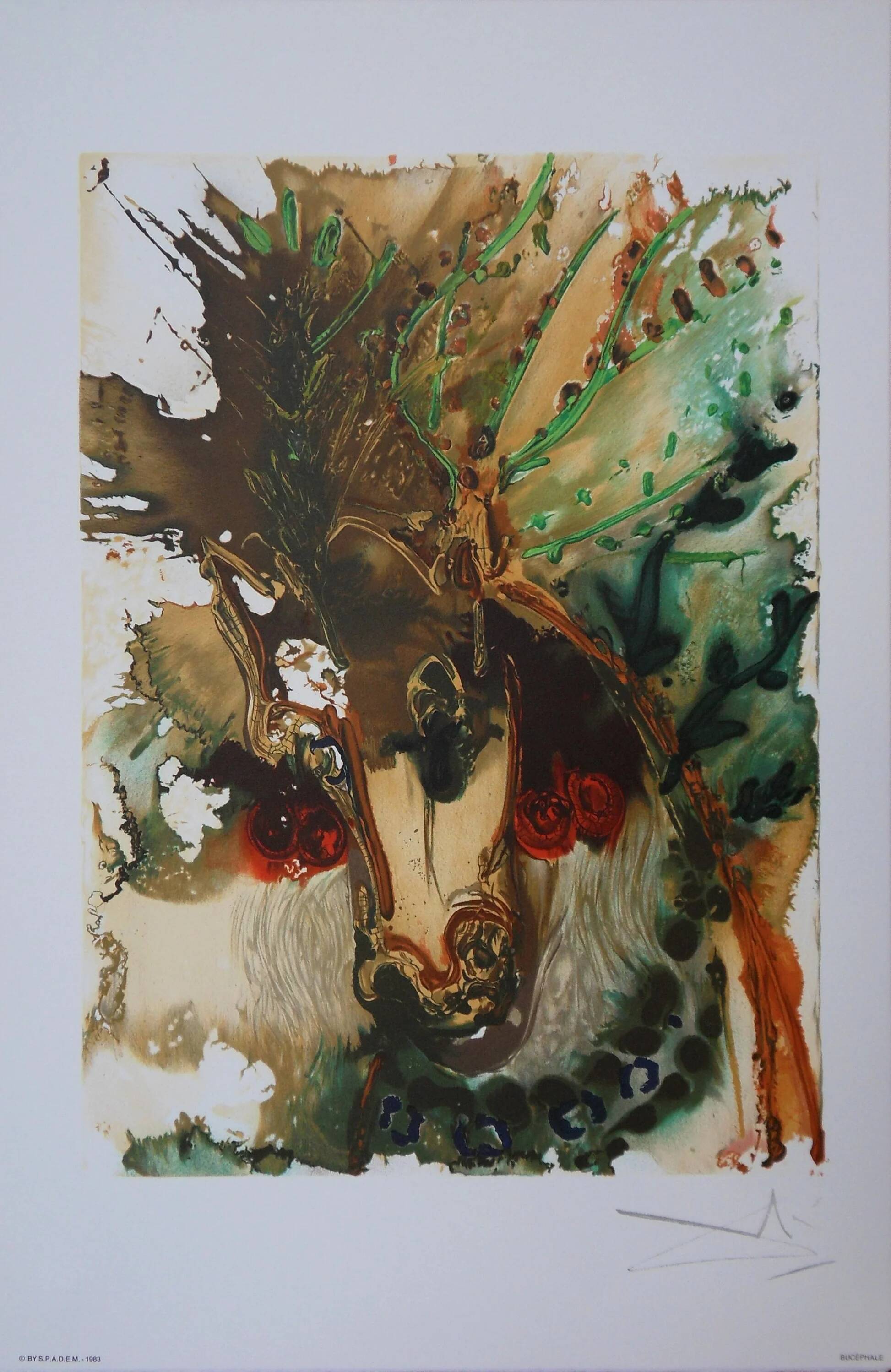 Salvador Dali: Horses, Bucephalus - Signed lithograph