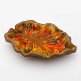 Polychrome glazed ceramic multi-lobed bowl from the 1970s