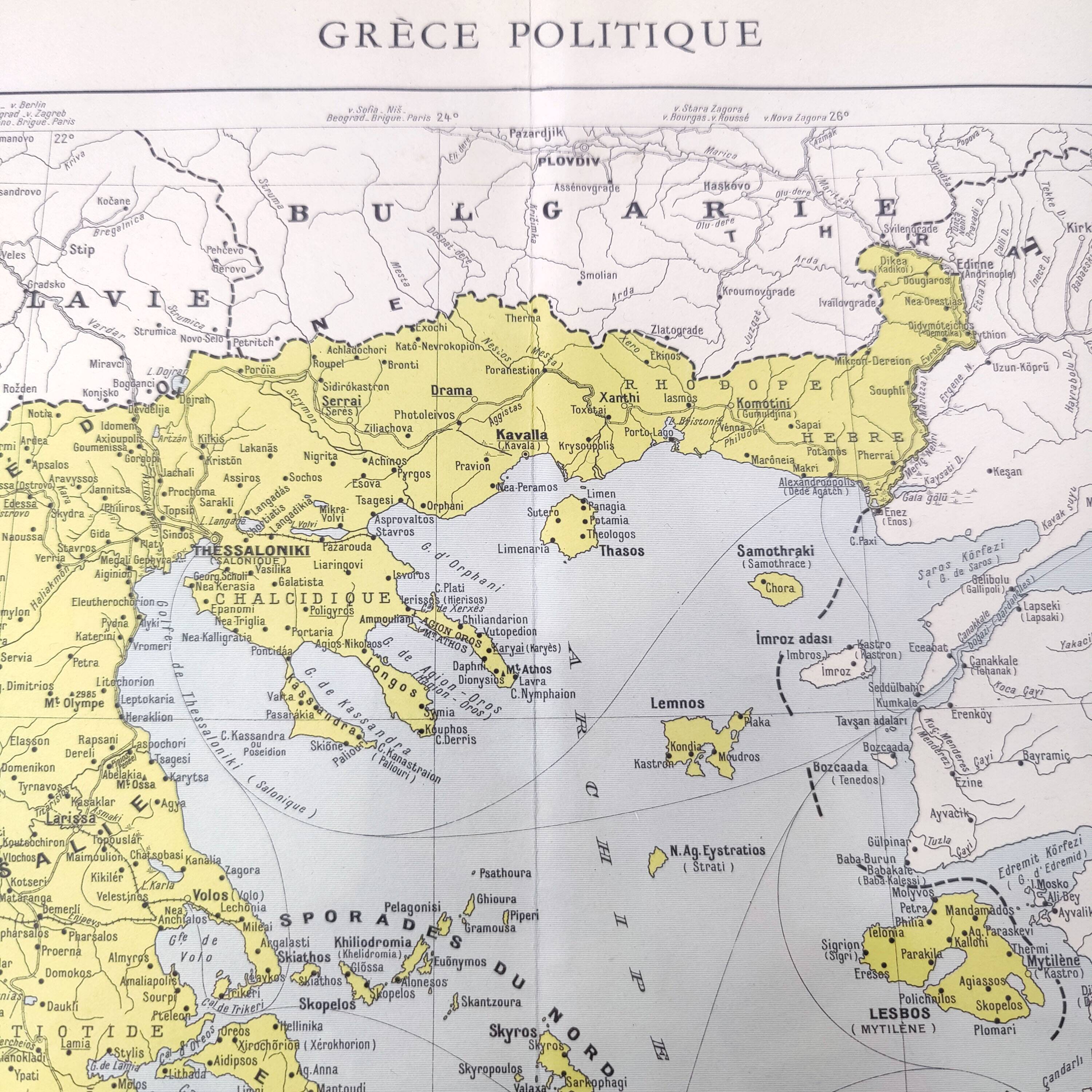 Old map Greece Crete 43x43cm from 1950
