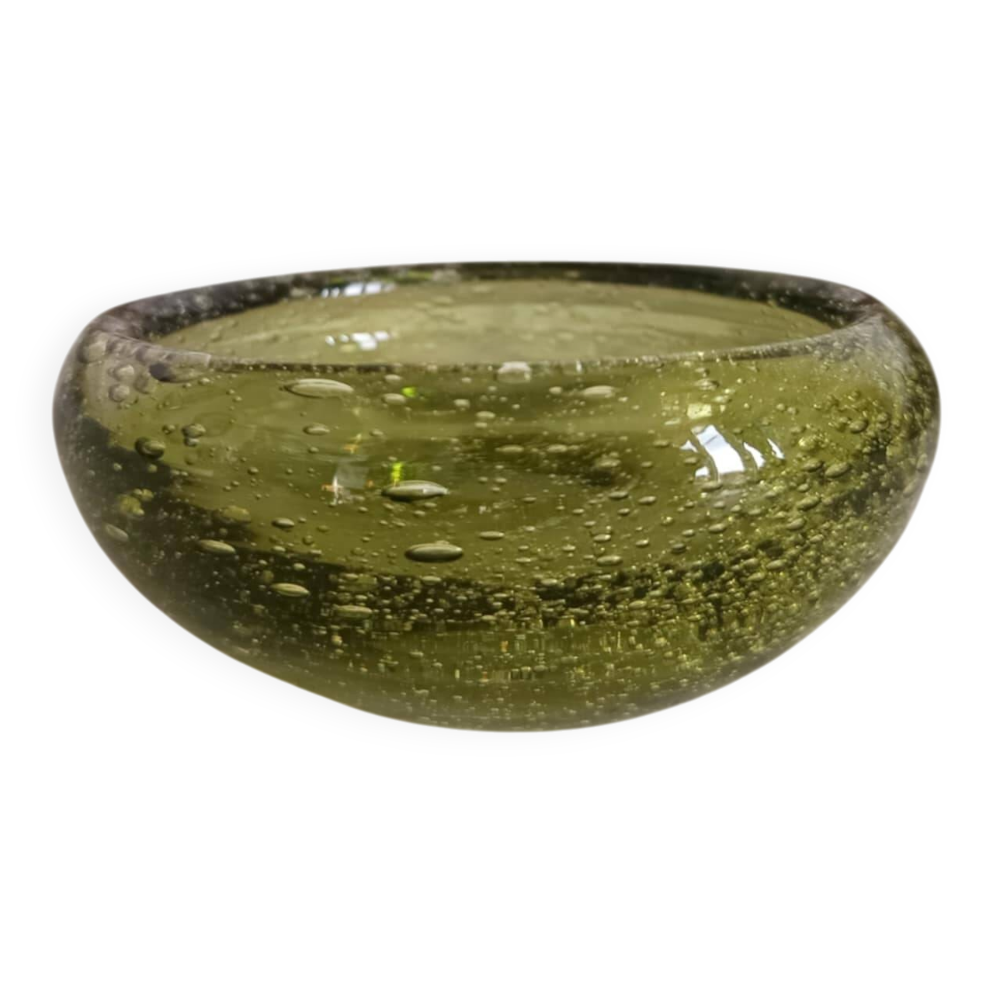 Cendrier en verre bullé