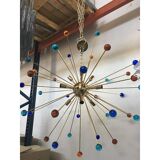 Italian Multicolored “Star” Murano Glass Sputnik Chandelier