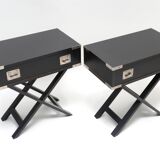 Set de 2 tables d'appoint noires en bois 1980s