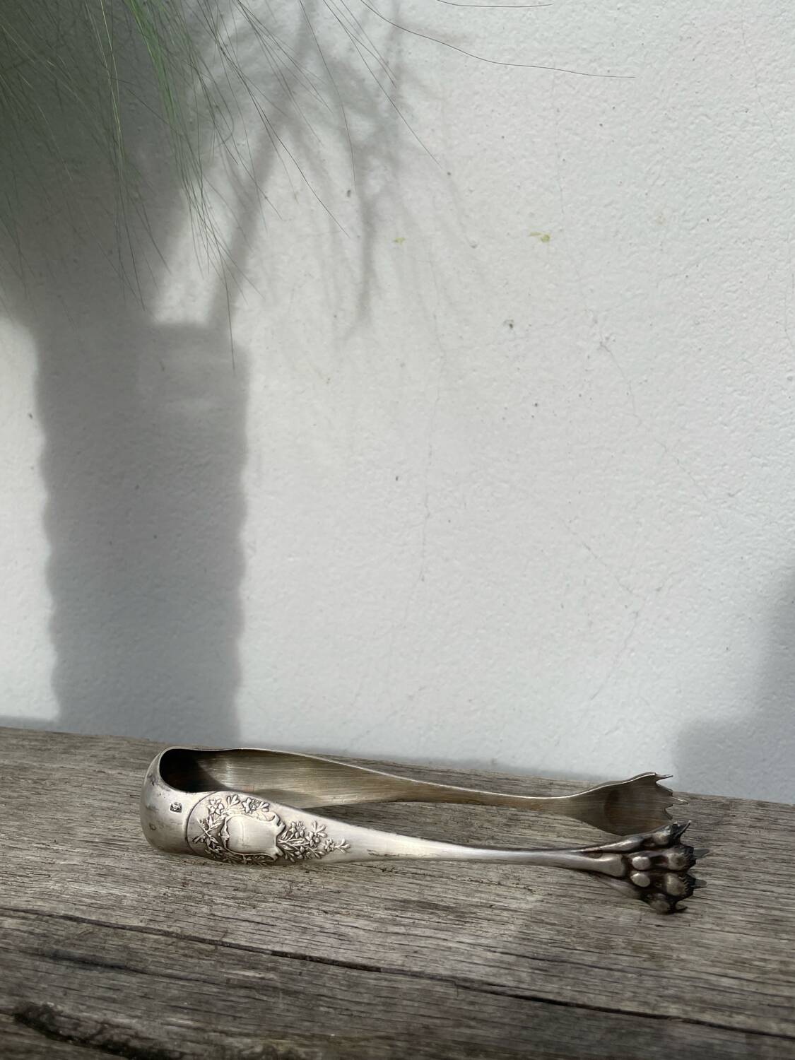 Silver-plated metal sugar tongs