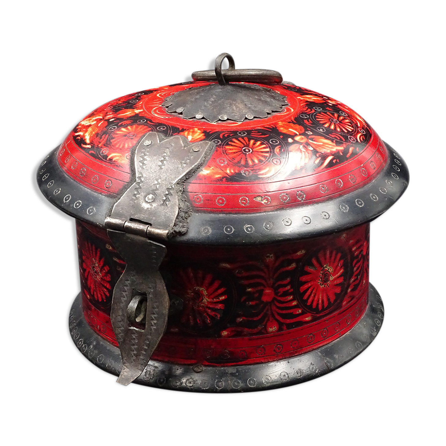 Wooden chapati box and fittings from India