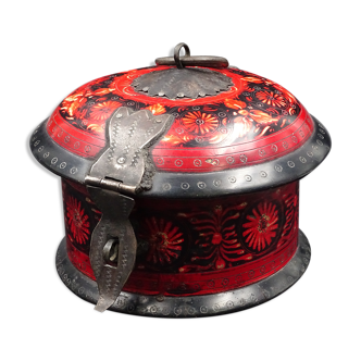 Wooden chapati box and fittings from India